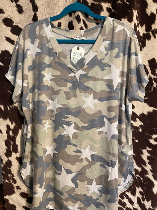 Camo Star Top