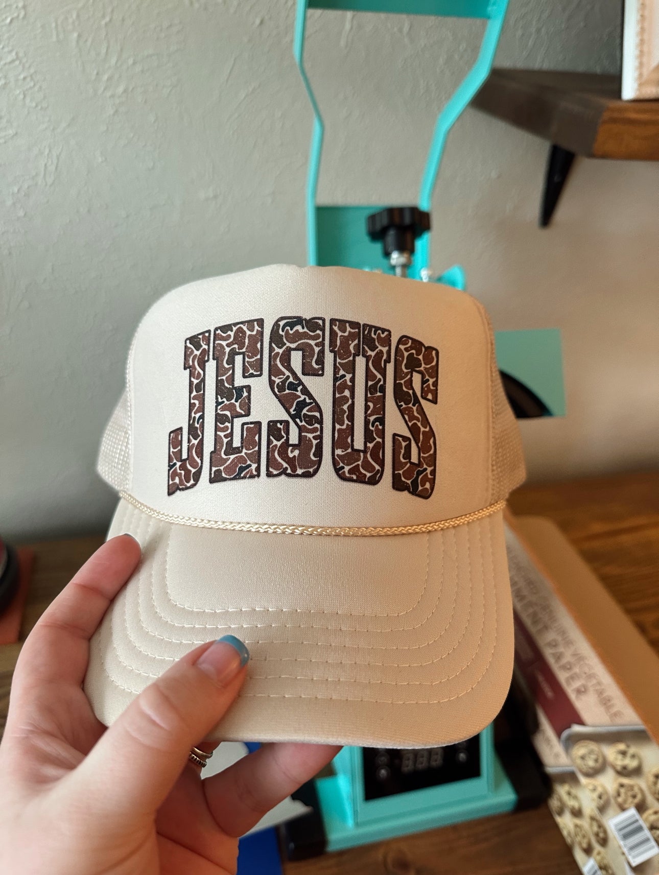 Camo Jesus Trucker Hat